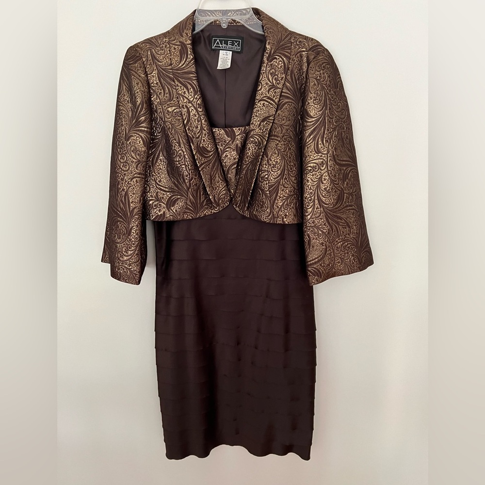 Womens Alex Evenings Brown Dress & Jacket